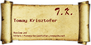 Tomay Krisztofer névjegykártya